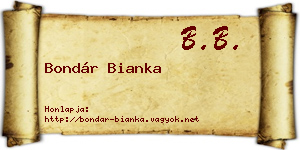 Bondár Bianka névjegykártya